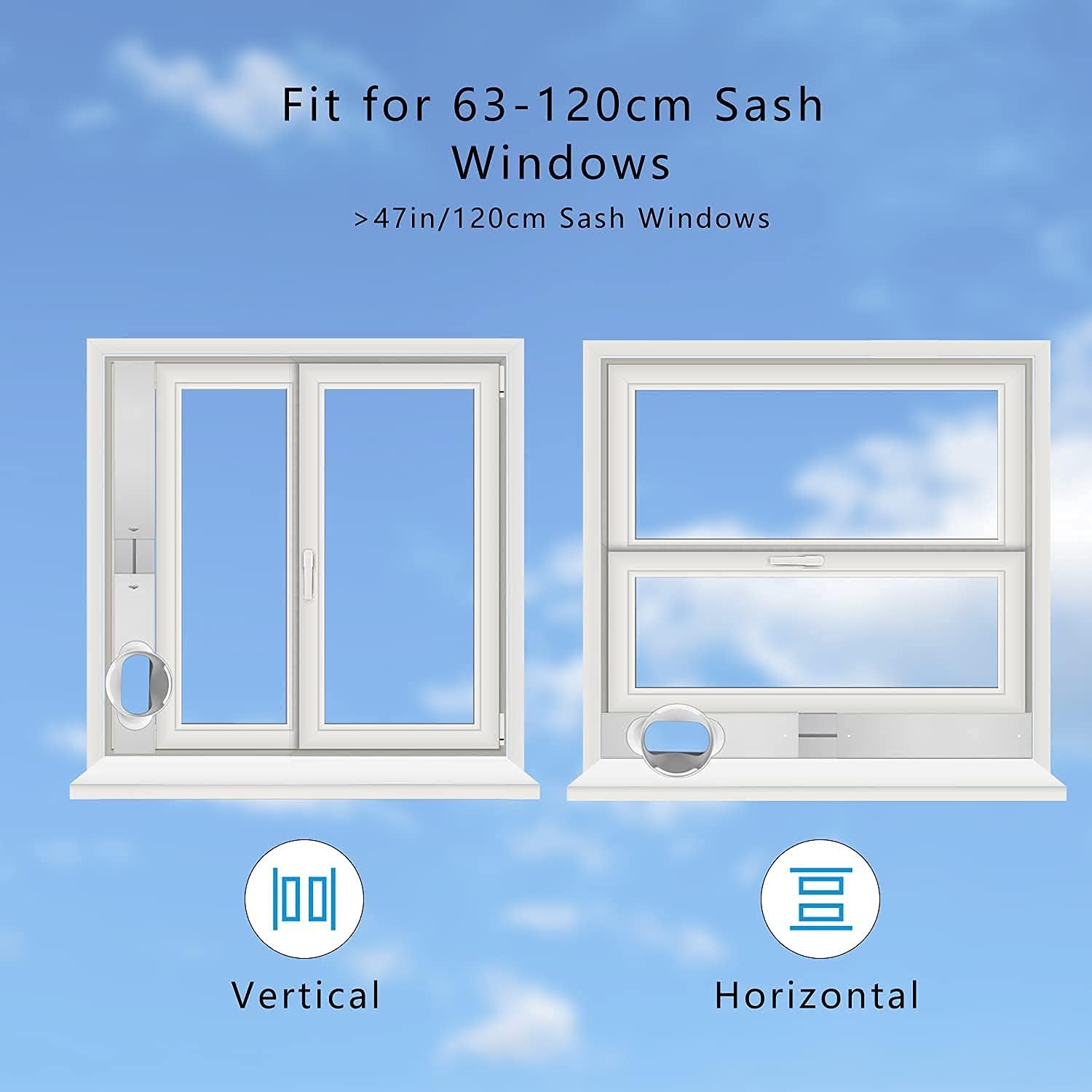 LEZIFU Portable AC Window Vent Kit, 3Pcs Window Slide Kit Plate + 5.9'' Window Adapter Tube Connector + 5.9" Exhaust Hose Pack of 2