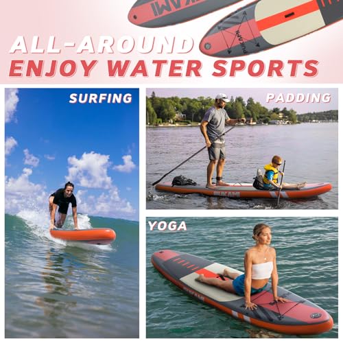 PUKAMI Inflatable Paddle Board for Adults,10.6' Stand Up Paddle Board with Premium SUP Accessories & Carry Bag,Paddle,Pump,Leash,Wide Stable Design,Non-Slip Deck,Surf Control for Youth