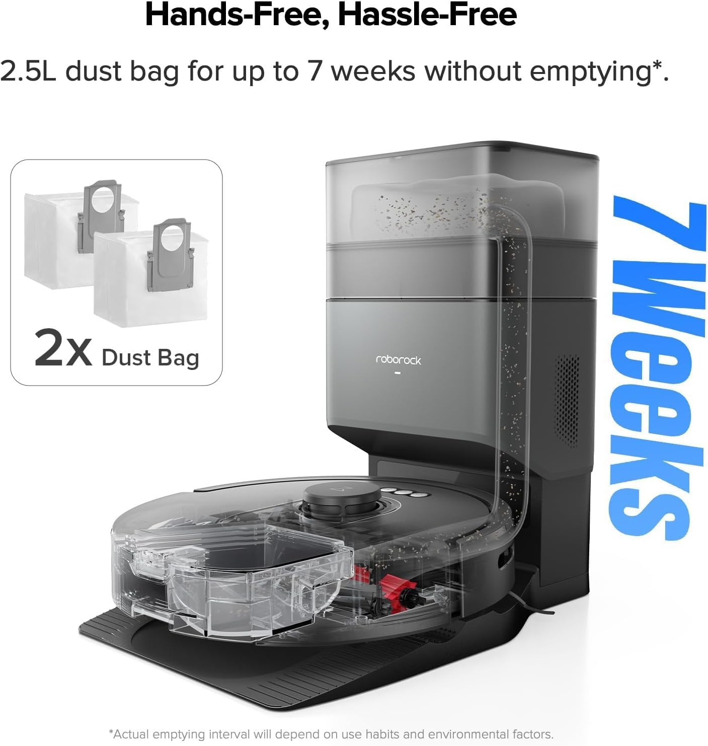 roborock Q5 Max+ Robot Vacuum with Self-Empty Dock, 5500 Pa Suction with Side Brushes Replacement (2 Pieces)
