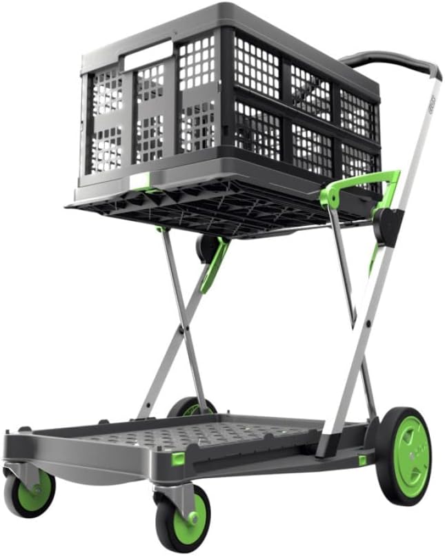 CLAX, Multi use Functional Collapsible carts, Mobile Folding Trolley, Shopping cart with Storage Crate (Pink)