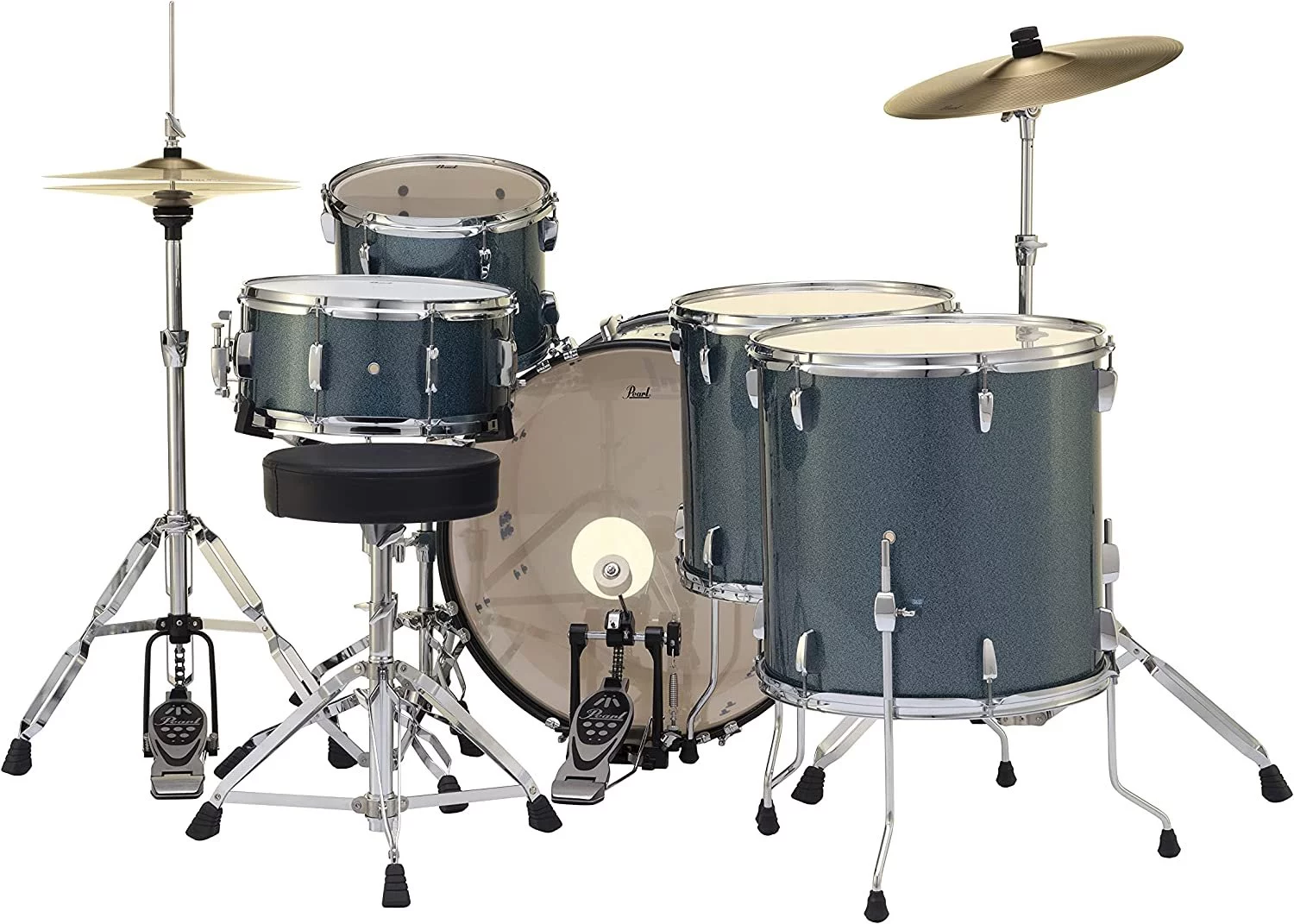 Pearl Roadshow 5 Piece Complete Rock Kit Drum Set with Hardware and Cymbals RS525WFC/C703