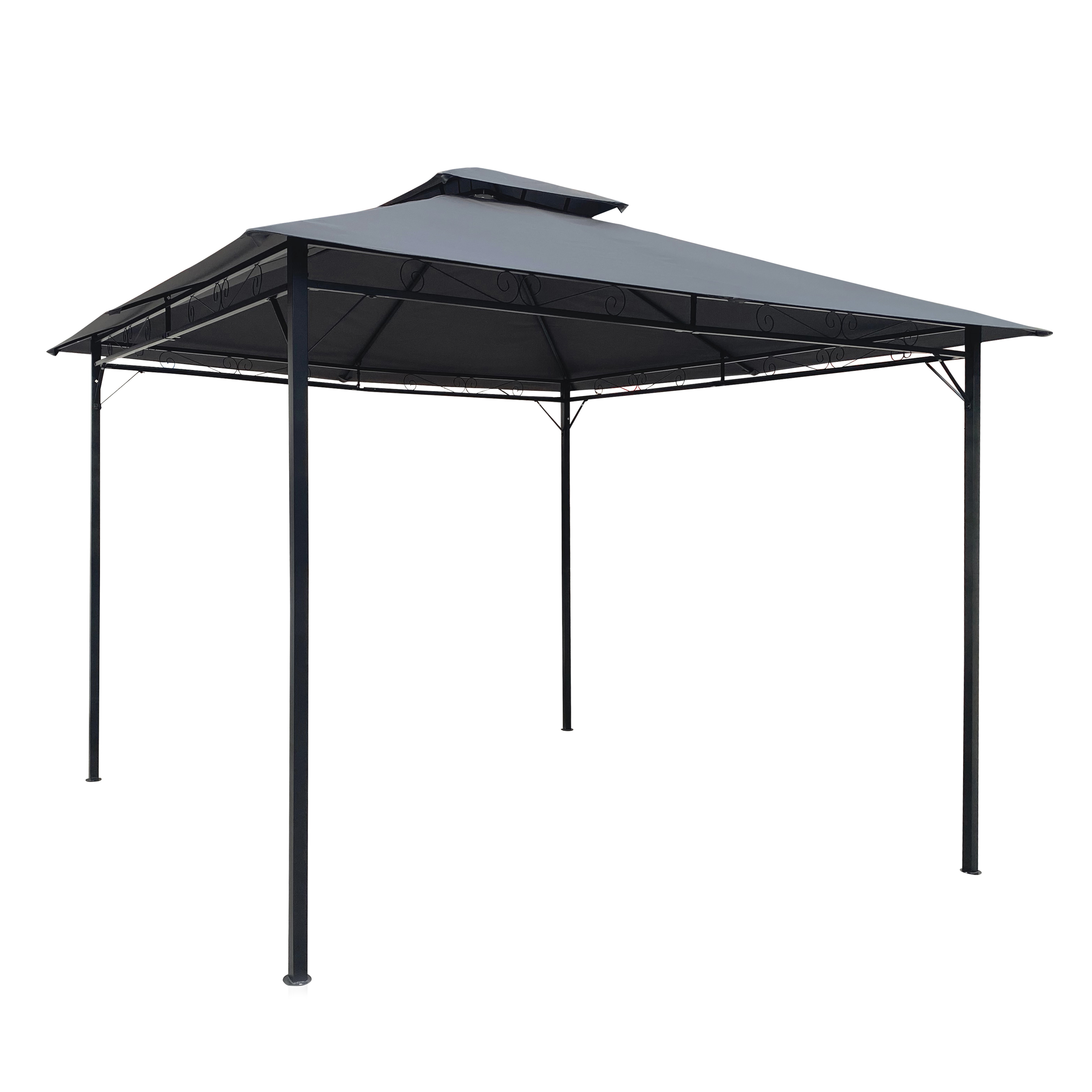 Unique Choice 10 x 10 ft Steel Outdoor Patio Gazebo with Curtain, Gray