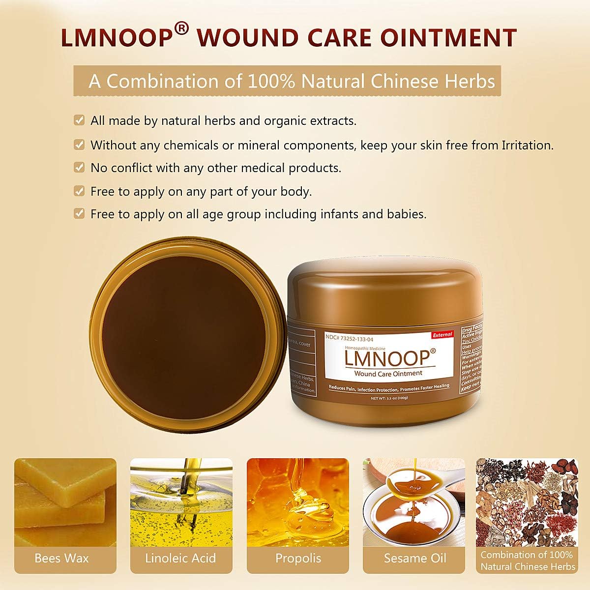 LMNOOP® Bed Sore Cream - Infection Protection Skin Healing Treatment Wound Care Supplies, Medical Grade First Aid Ointment for Bed & Pressure Sores Diabetic Ulcers