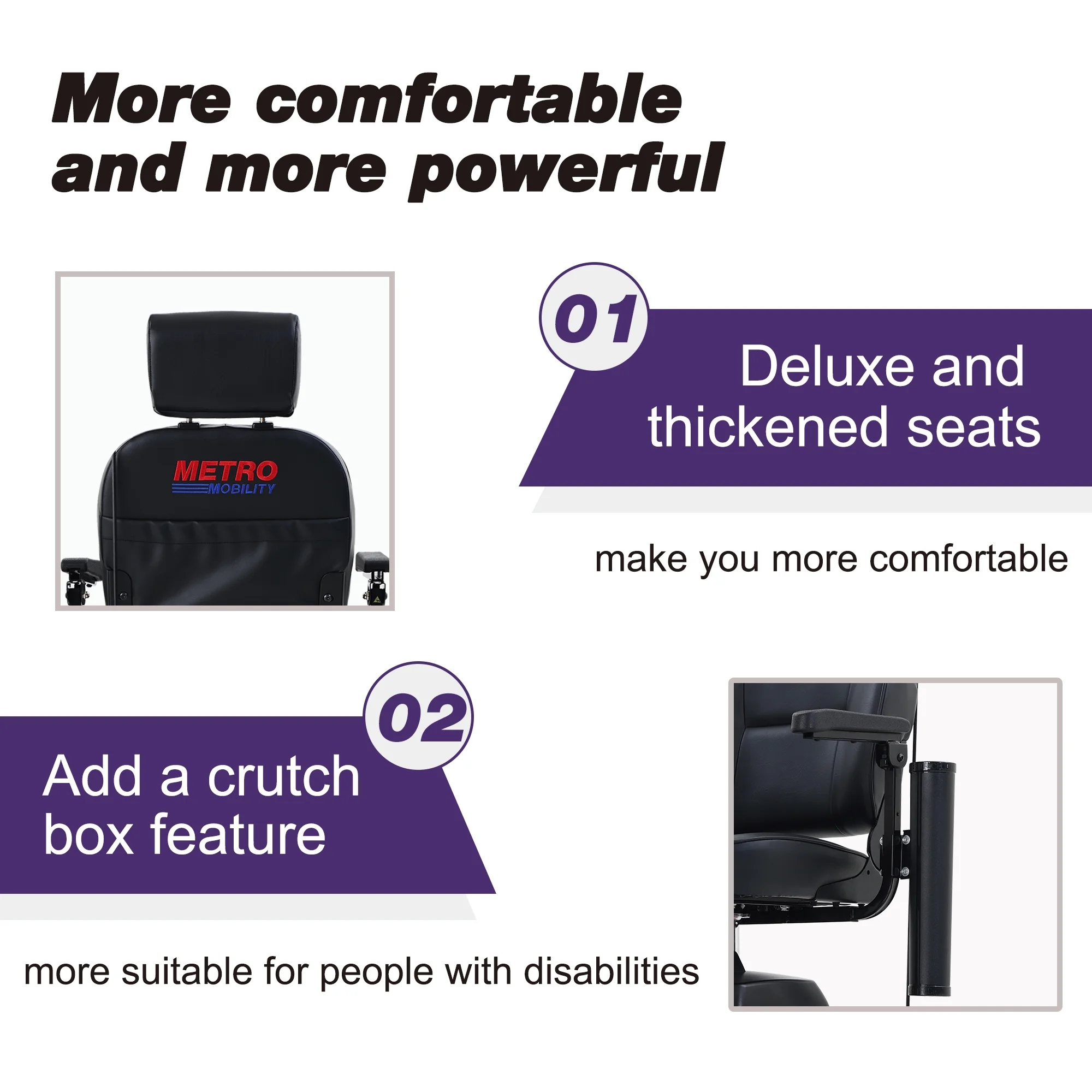 Metro Mobility Senior Scooter Folding Scooter 4 Wheel Scooter with USB Port Purple