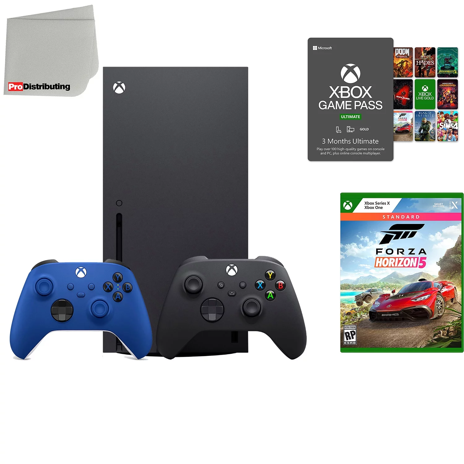 Microsoft Xbox Series X 1TB Video Game Console with Extra Wireless Controller - Shock Blue - Forza Horizon 5 Standard Edition, 3-Month Game Pass Ultimate and Microfiber Cleaning Cloth - Curated Treasures Market
