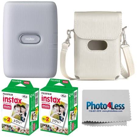 Fujifilm Instax Mini Link Smartphone Printer Ash White | 40 Exposures | Case