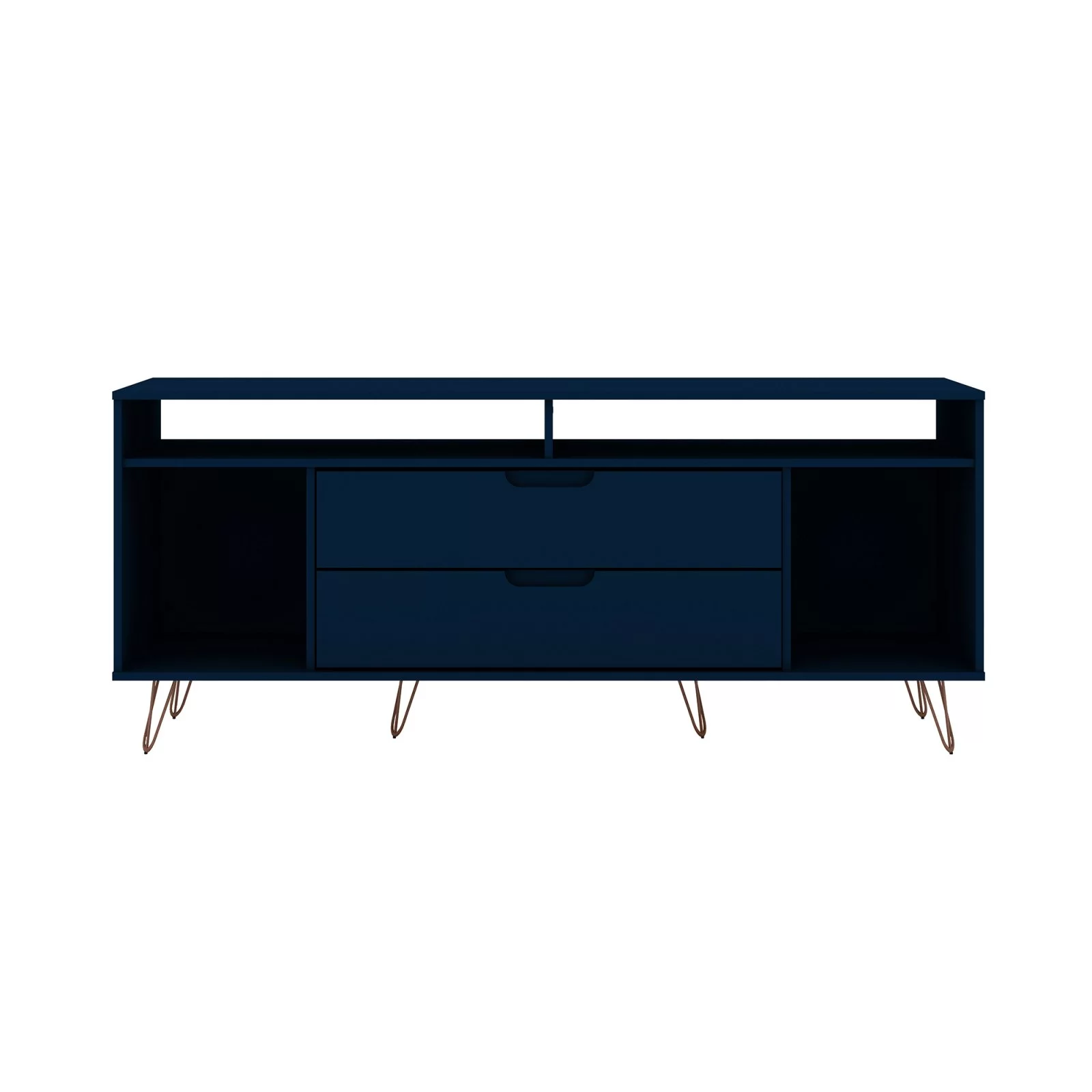 Manhattan Comfort Rockefeller Wood TV Stand for TVs up to 60" in Midnight Blue