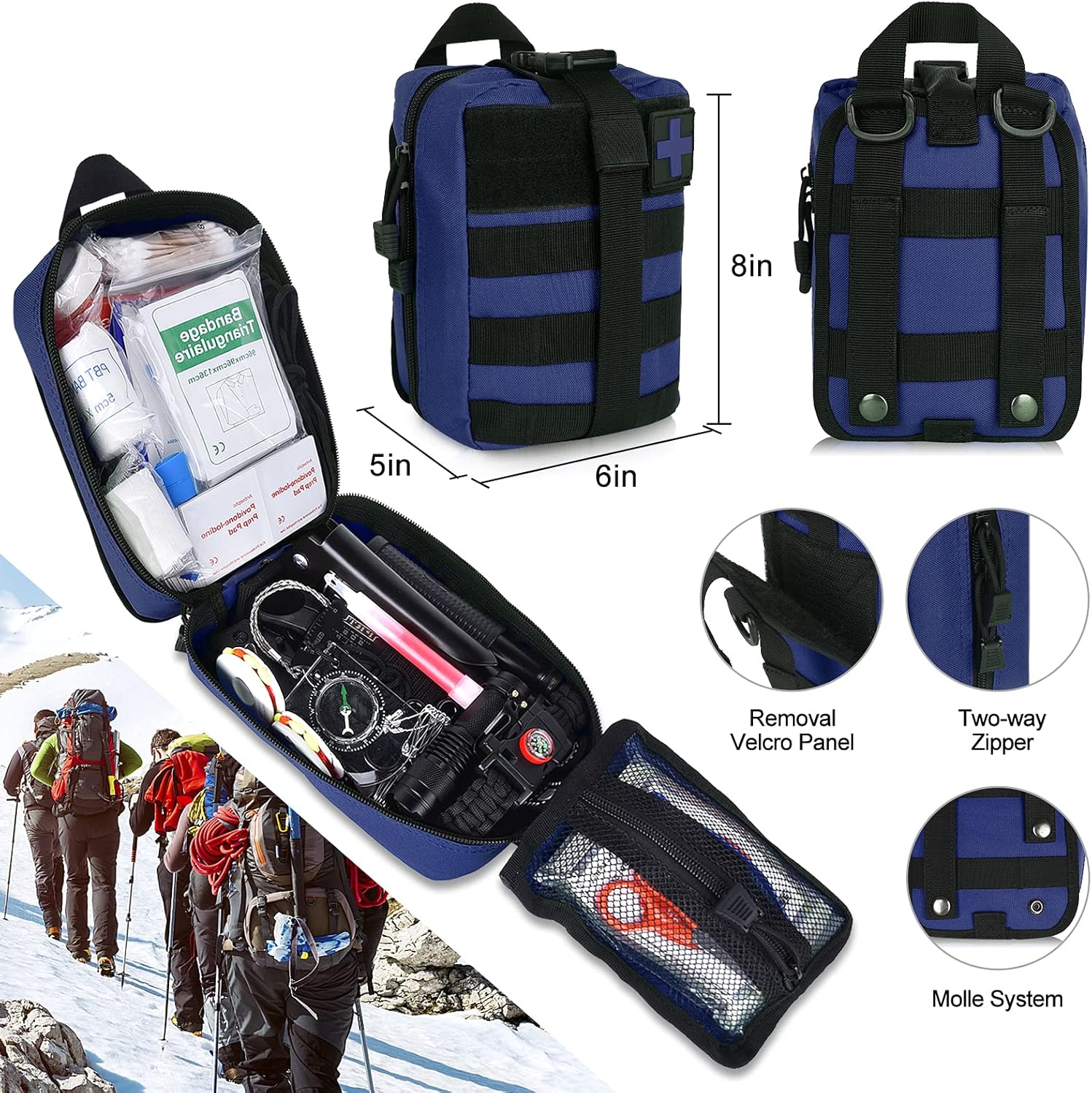 Furaso Emergency Survival Kit 234 pcs Professional Survival Gear Tool Tactical First Aid Kit Outdoor Trauma Bag with Molle Pouch for Camping Hiking Adventures[Upgrade]