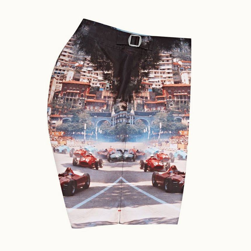 Men&s Orlebar Brown Bulldog Photographic Swim Trunks, Size 28 - Blue