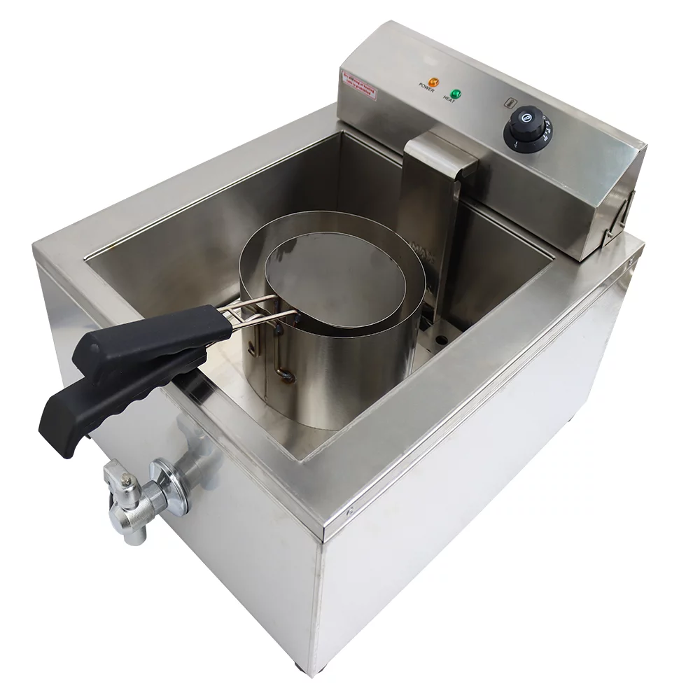 INTBUYING Funnel Cake Fryer Commercial Stainless Steel Countertop Fryer Restaurant Kitchen Shallow Funnel Cake Fryer