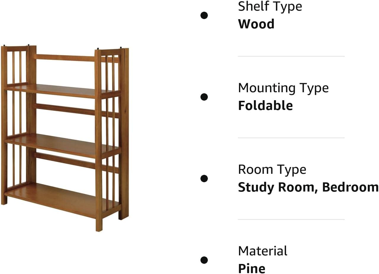 3 Shelf Folding Stackable Bookcase, 27.5" Wide, Espresso - Curated Treasures Market