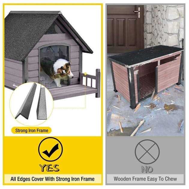 Aivituvin Outdoor Dog House with Porch Strong Iron Frame - Pet Supplies online store