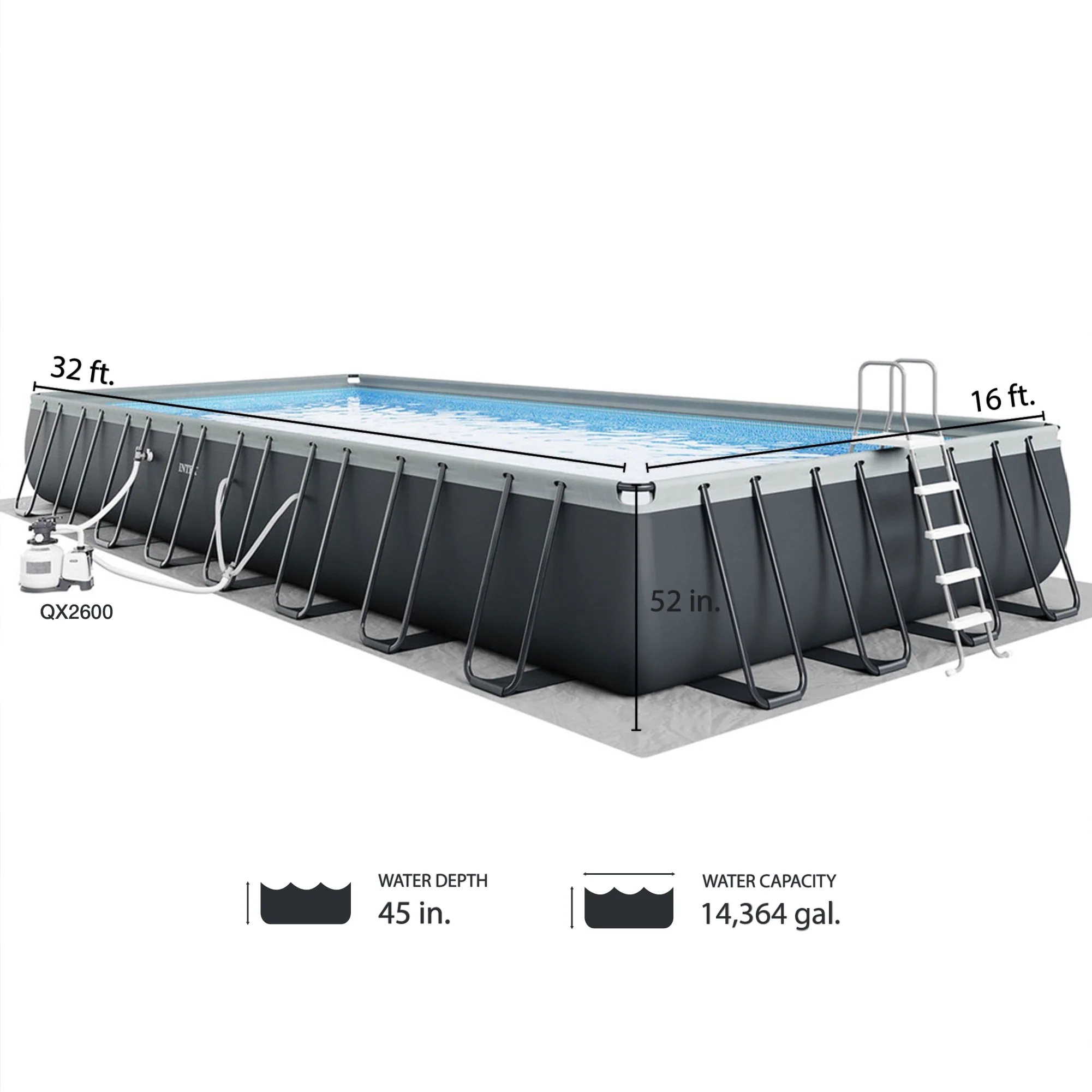 INTEX Ultra XTR Deluxe Rectangular Above Ground Swimming Pool Set