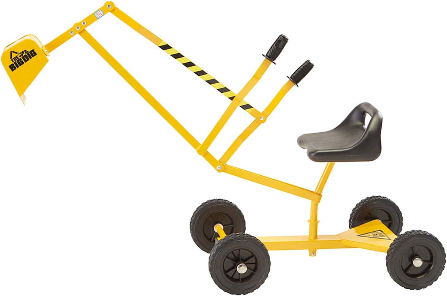 The Big Dig and Roll Big Dig Sandbox Digger Excavator Crane with 360° Rotation with Base, Great for Sand, Dirt and Snow | Steel Outdoor Play | Beach Toy | Yellow | Age 3+