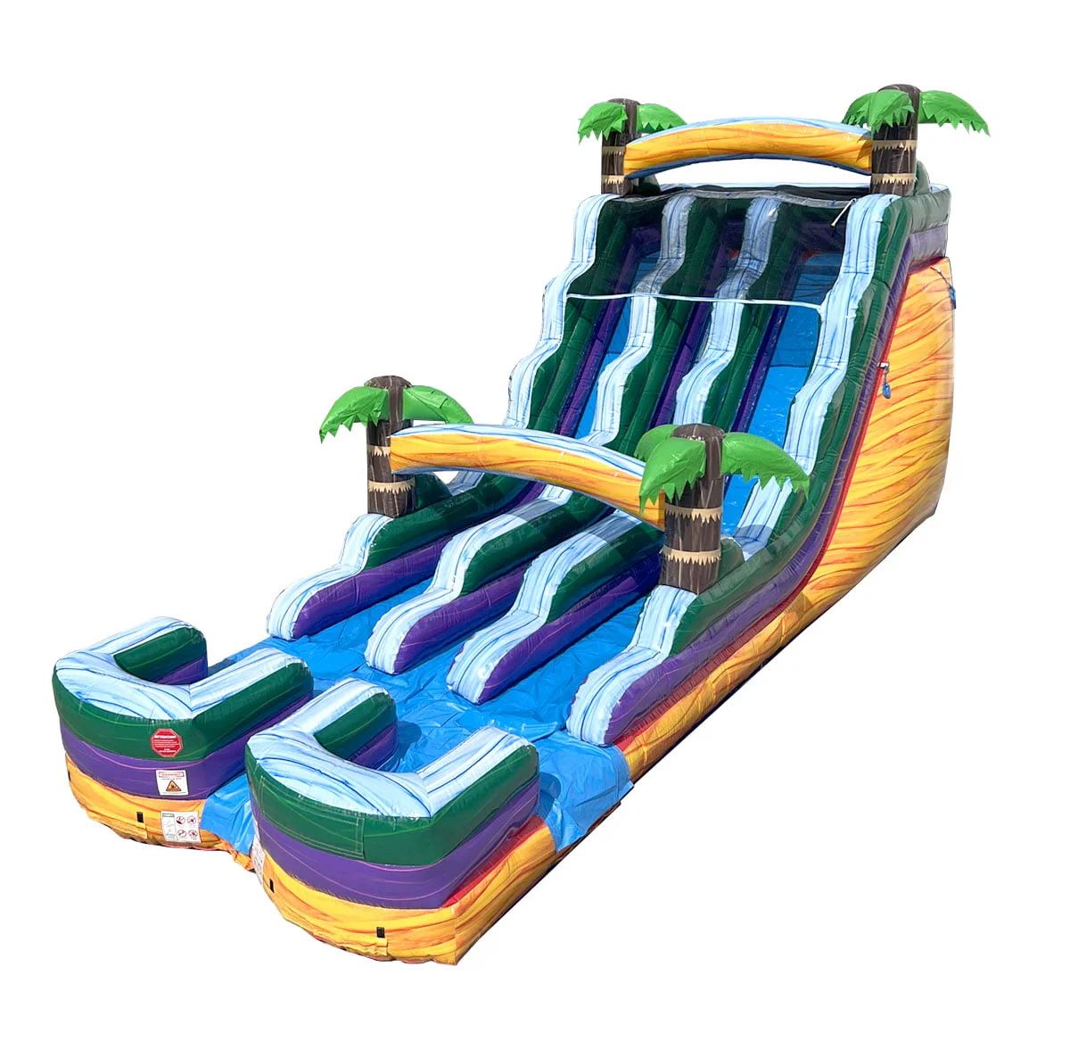 TentandTable Commercial Inflatable Water Slide, Rainbow Double Lane with Blower, 13'