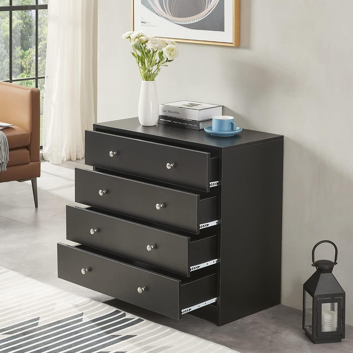 Generic Dresser with 5 Drawers, Modern Chest of Drawers Wood Cabinet with Storage Space, Organizer Unit with Solid Wood Frame for Living Room, Bedroom, Entryway, Closet, White, 5 Dresser