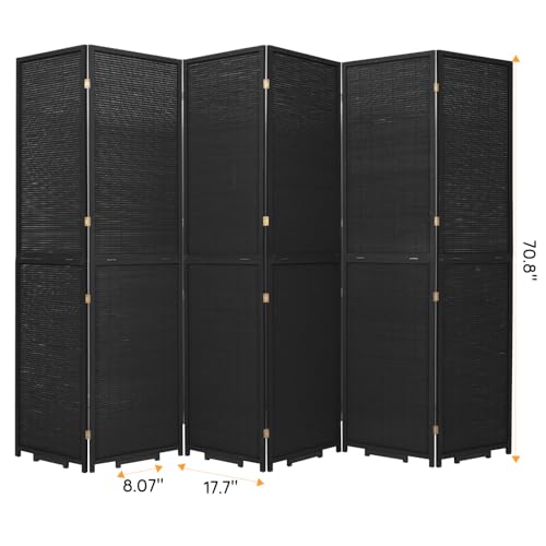 Bamboo Room Divider Folding Privacy Screens, Wall Divider for Room Separation, Portable Room Partitions and Dividers, 5.6FT Bamboo Mesh Woven Room Divider Panel (Brown, 4 Panel)