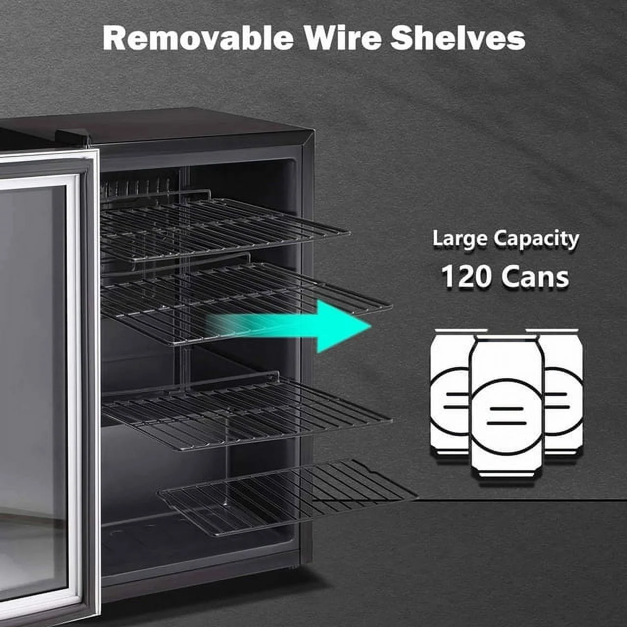 KISSAIR 3.2 Cu.ft Beverage Refrigerator Cooler -120 Can Mini Fridge, Freestanding Wine Chiller, Glass Door for Soda, Beer or Wine Constant Glass Door for Home/Office/Bar-Black