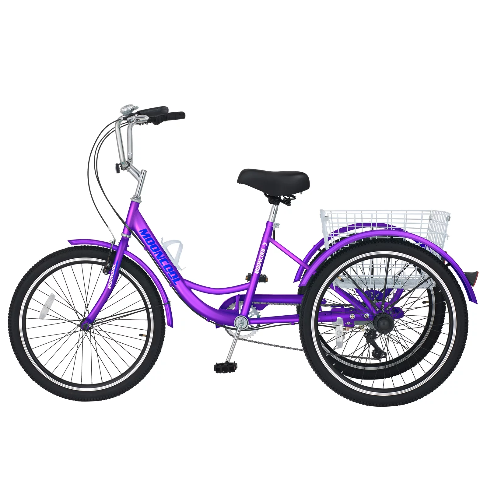 LILYPELLE 24 Adult Tricycle 7 Speed, Three Wheel Bikes for Adults 400lbs,Low-Step Through Trike Cruiser for Exercise Shopping Outdoor Activities,Cyan