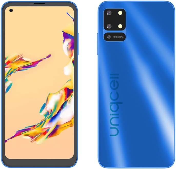 Uniqcell UNI 10X | Android Cell Phone | 6.55" HD+INCELL Punch Hole | Dual Sim | 128GB of Storage | Side Fingerprint (Blue)