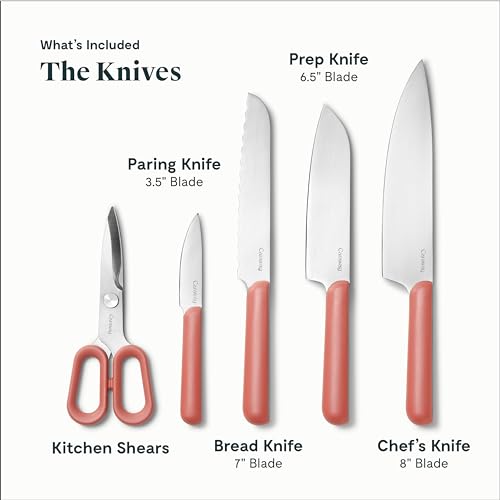 Caraway 14-Piece Kitchen Prep Set - Kitchen Knife Set & Wooden Utensil Set - Made With Premium German Steel Blades & FSC-Certified Birch Wood - Non-Toxic Materials - Includes Organizer
