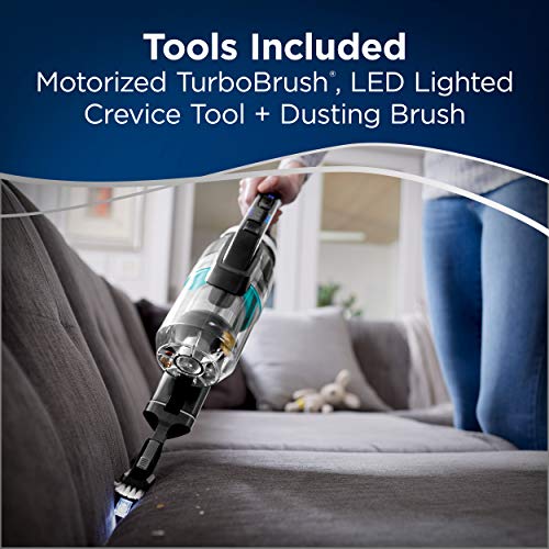 Bissell ICONPet Turbo Vacuum with Powerful Turbo Boost Suction, Tangle Free Brush Roll, & Parking Break, LED Crevice + Dusting Brush Tool, LED Motorized TurboBrush Tool, & Wall Mount. Color May Vary