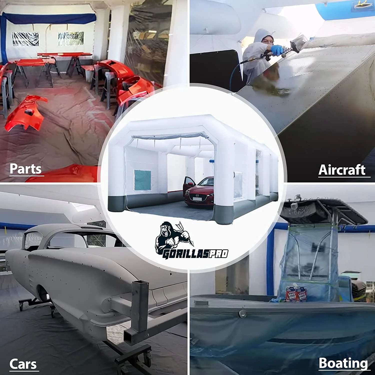 GORILLASPRO Inflatable Paint Booth 33X20X15Ft Inflatable Spray booth More Durable Portable Blow Up Painting Tent With 2 Big Blowers