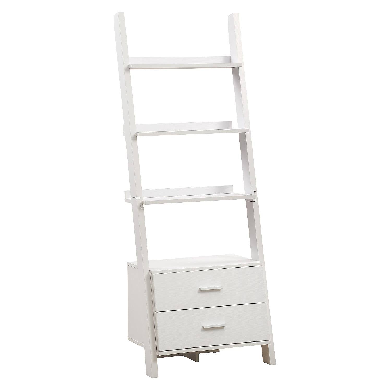 Ladder Bookcase with Drawers White EveryRoom