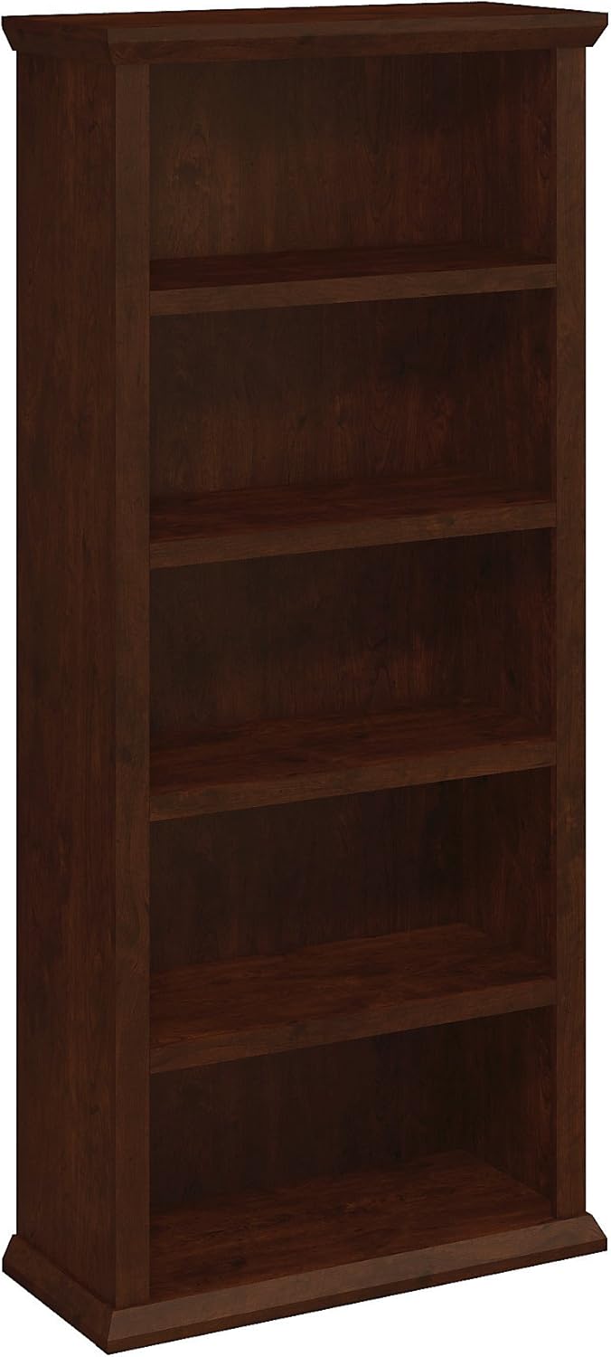Bush Furniture Yorktown 5 Shelf Bookcase in Antique Cherry