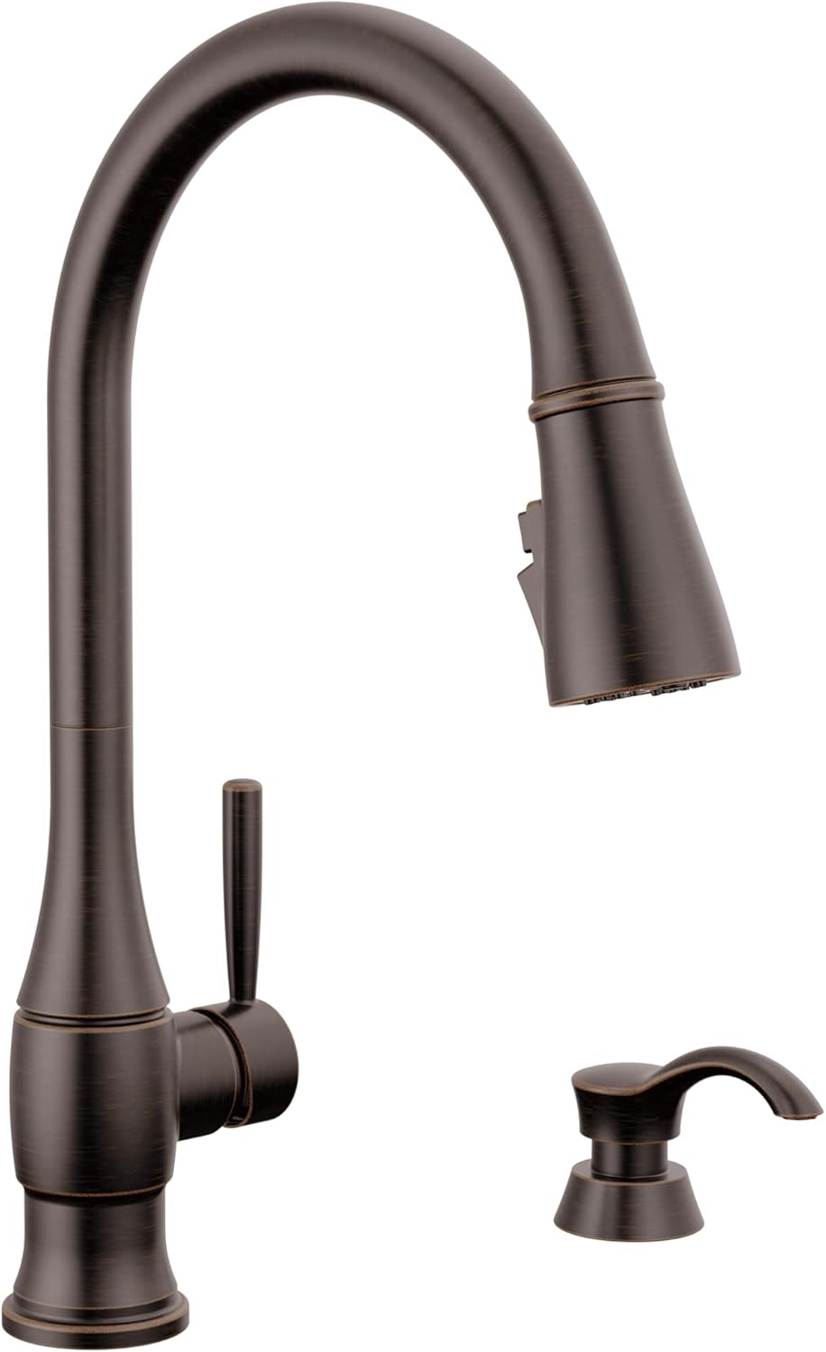 Delta Faucet Hazelwood Oil Rubbed Bronze Kitchen Faucet with Soap Dispenser, Kitchen Faucets with Pull Down Sprayer, Kitchen Sink Faucet with Magnetic Docking Head, Venetian Bronze 19831Z-RBSD-DST