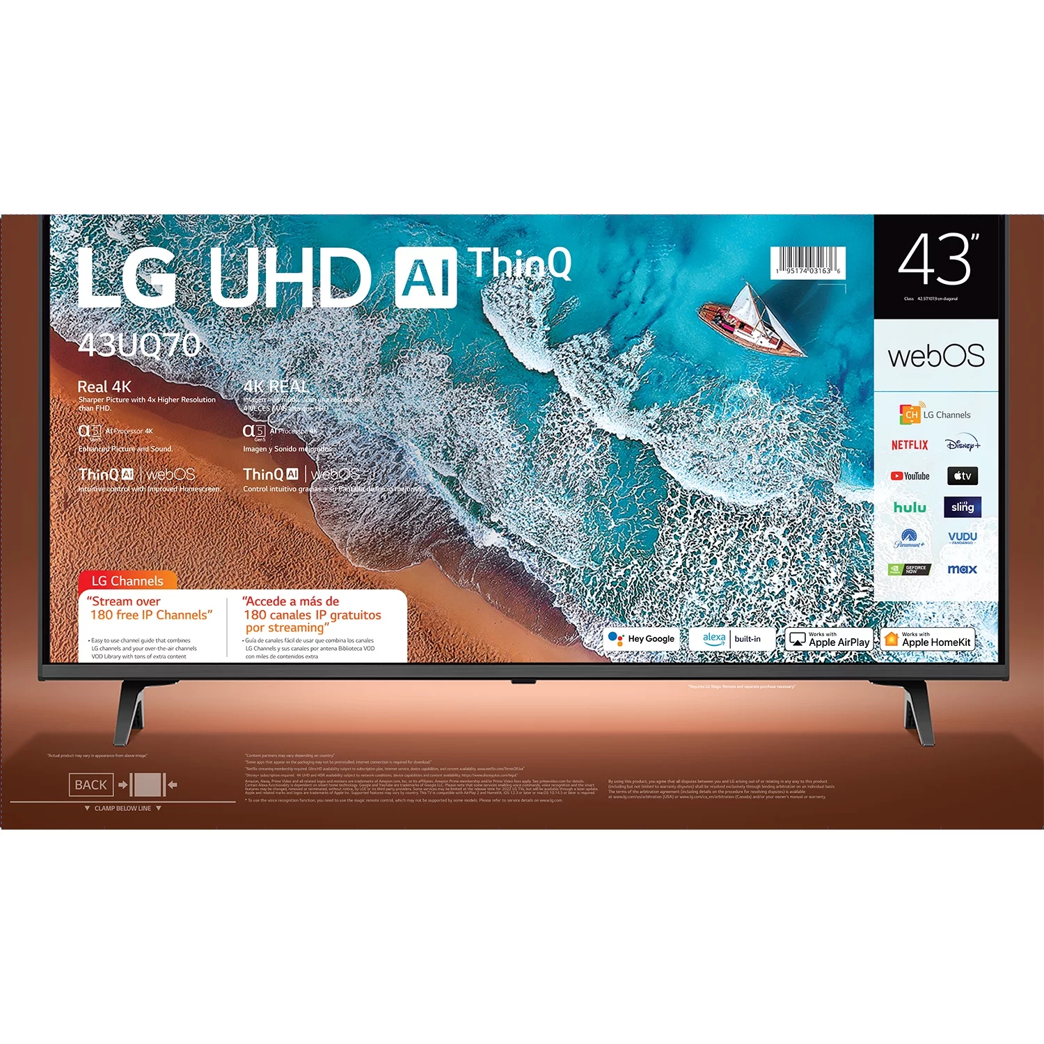 LG 43�� 4K UHD Smart TV 2160p webOS, 43UQ7070ZUD