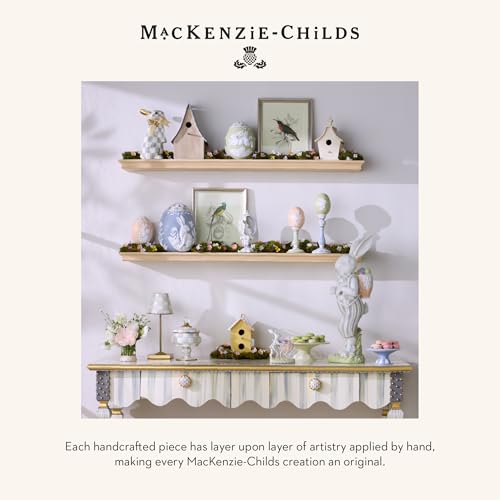 MACKENZIE-CHILDS Peekaboo Egg, Cute Easter Bunny Decor, Spring and Easter Egg Decor, Black-and-White Courtly Check