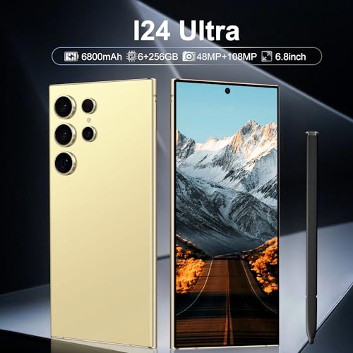 BAOWU I24 Ultra 5G Unlocked Phones, Built in Pen, Smartphone Battery 6800mAh 6.8" HD Screen Unlocked Cell Phone, 6+256GB Android13 with 128G Memory Card, Face ID/Fingerprint Lock/GPS