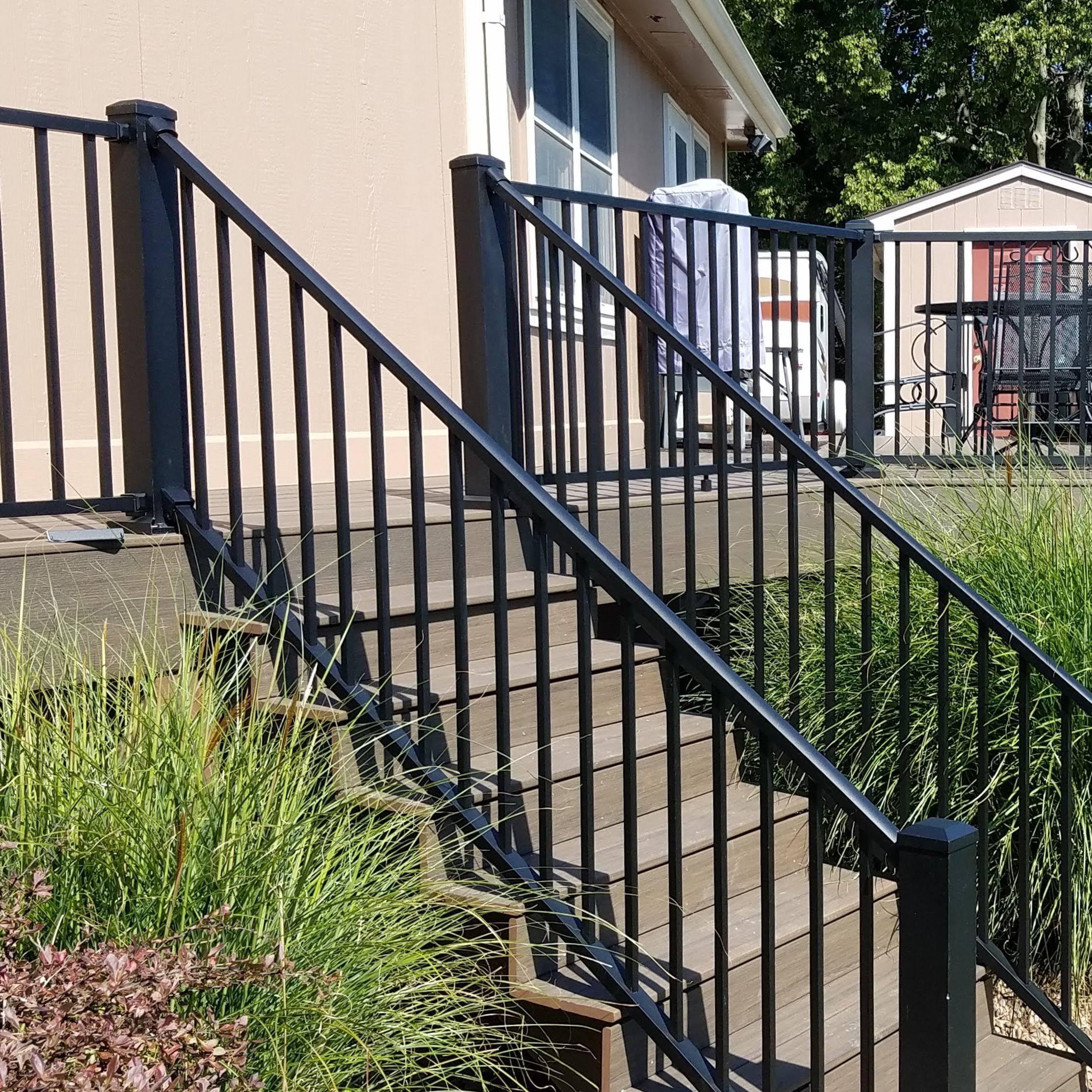 Westbury Tuscany 8 ft. x 36 in. Textured Black Aluminum Rail Kit Stair