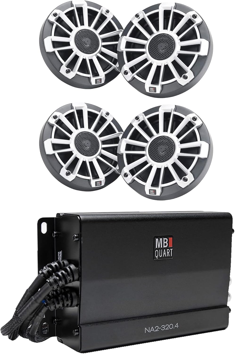 MB Quart NA2-320.4 Compact Four Channel, 320 watt Powersports Amplifier, Black
