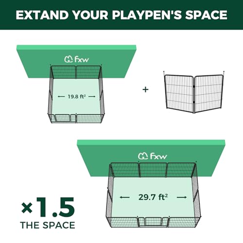 FXW Instant Dog Playpen, Portable Pet Fence for Outdoor, RV Trips, and Camping, 40inch, 16 Panels for Medium and Large Dogs│Patented