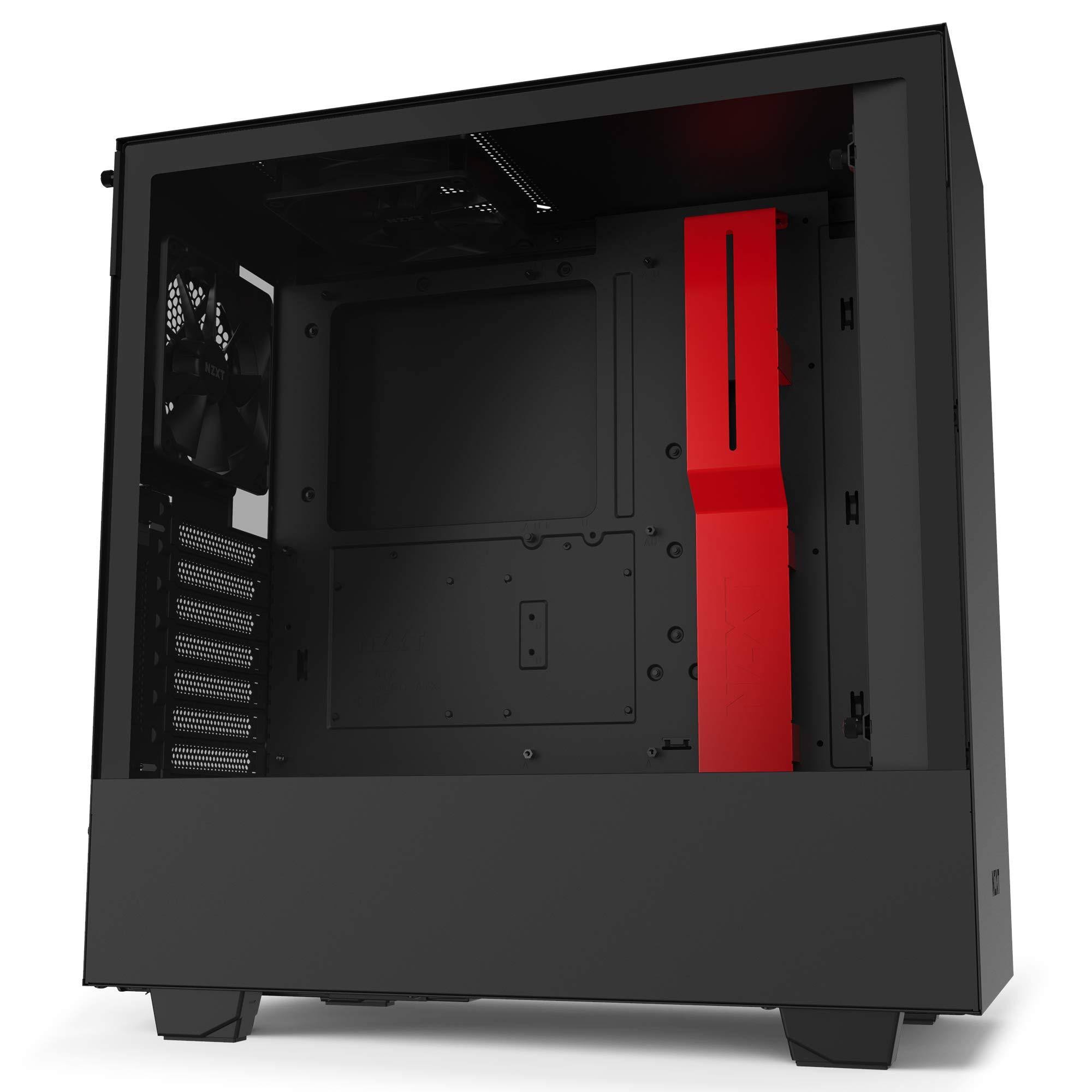 NZXT CA-H510B-BR Compact Mid-Tower Case Tempered Glass Matte Black/Red H510