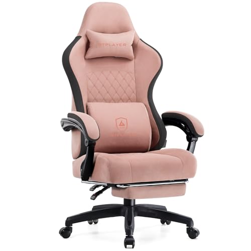 GTPLAYER Office Chair, Gaming Computer Desk Fabric Chair with Footrest, High Back Ergonomic Office Chair with Pocket Spring Lumbar Support and Linkage Armrests Adjustable Height Swivel for Home Task