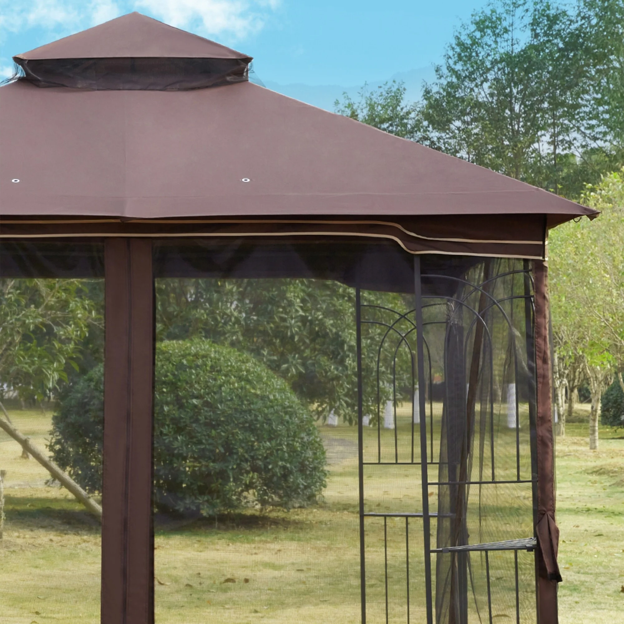 AVAWING  10x10 Outdoor Gazebo Double Soft-top Canopy Tent