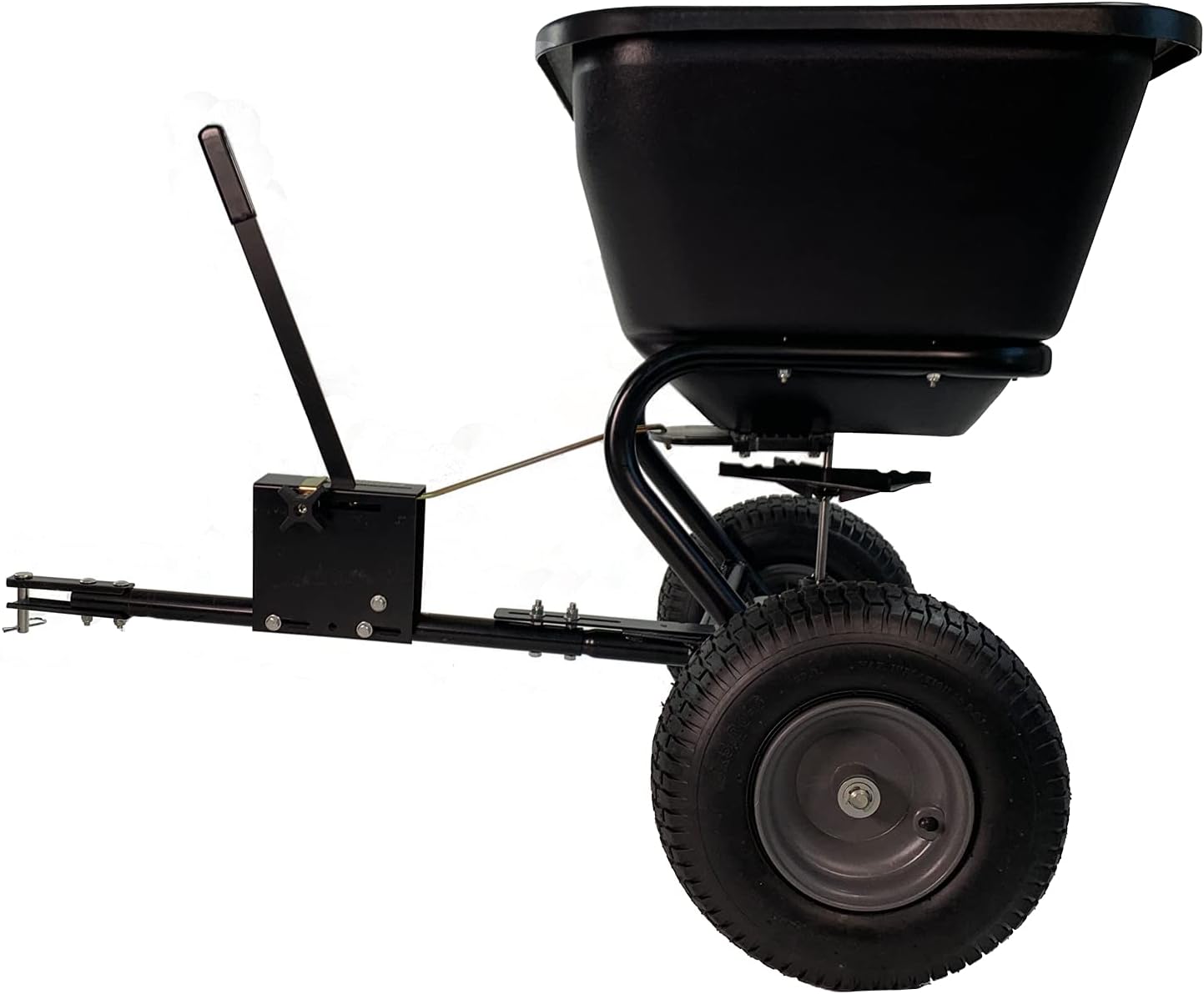 Brinly BS26BH-A Tow Behind Broadcast Spreader with Weatherproof Cover and Universal Hitch, 125 lb.