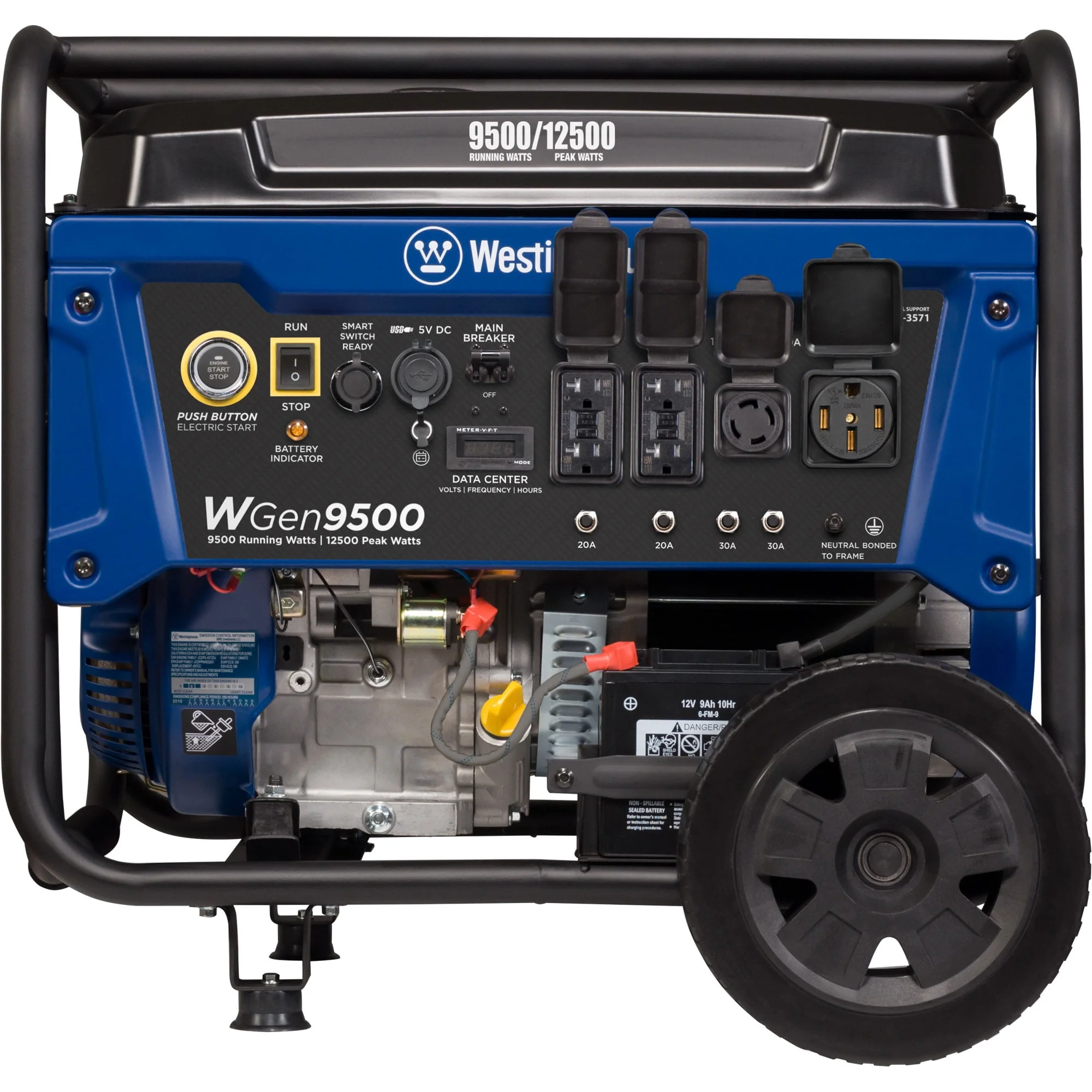 Westinghouse 12,500 Peak Watt Dual Fuel Portable Generator, Gas/Propane, Transfer Switch Ready, CO Sensor