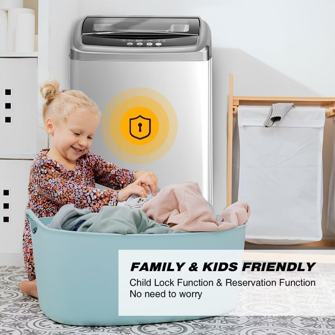 Small Washer Machine for Apartment, Washer and Dryer Combo with LED Display, 17.8LBS Apartment Washing Machine with 10 Washing Programs, Transparent Grey