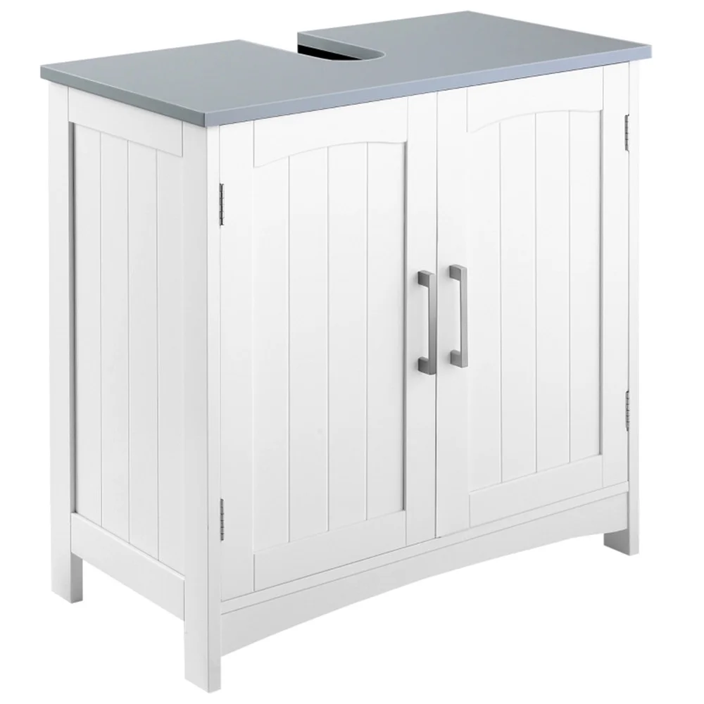 Pedestal Sink Storage Cabinet, Under Sink Cabinet with Double Doors, White-AS