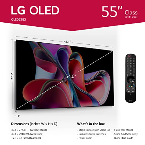 LG G3 Series Class OLED evo 4K Processor Smart Flat Screen TV Bundle