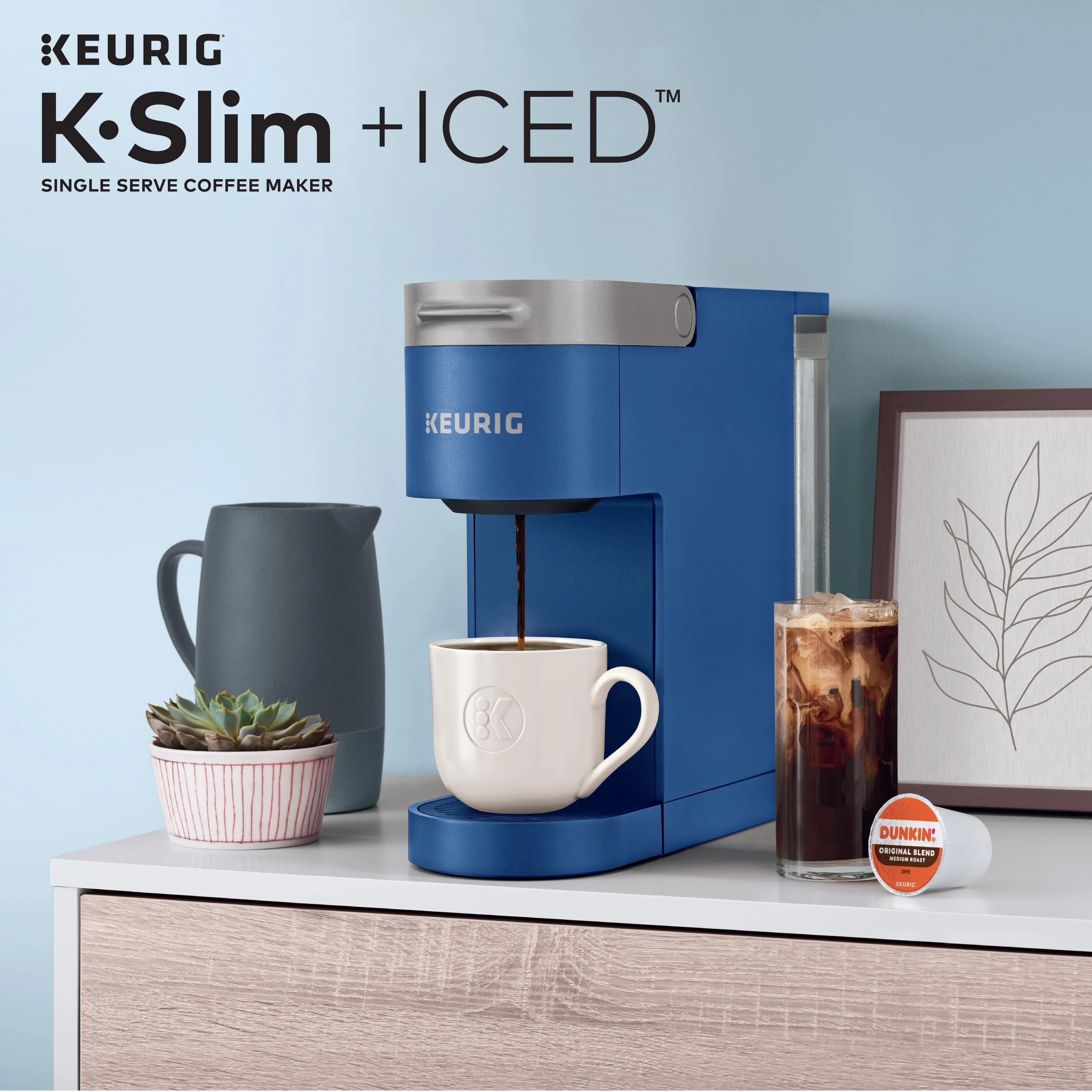 Keurig K-Slim + ICED Single-Serve Coffee Maker, Blue