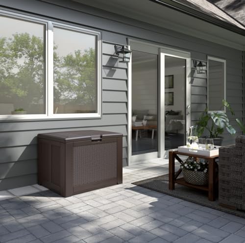 Rubbermaid Extra Large Resin Outdoor Storage Deck Box (134 Gal), Weather Resistant, Gray, Deck Organization for Home/Backyard/Pool Chemicals/Toys/Garden Tools/Porch/Patio Cushions