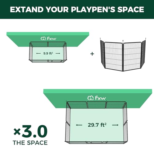 FXW Instant Dog Playpen, Portable Pet Fence for Outdoor, RV Trips, and Camping, 40inch, 16 Panels for Medium and Large Dogs│Patented