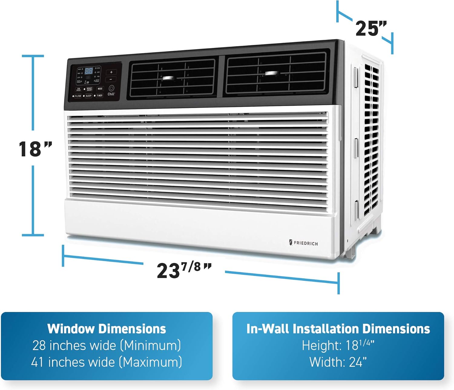 Friedrich CCW15B10A Chill Premier Smart Air Conditioner Wall & Window Unit, WiFi Mobile Control, White, Cooling Capacity (15,000 BTU)