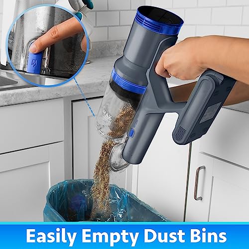 BRITECH Cordless Lightweight Stick Vacuum Cleaner, 250W Motor for Powerful Suction 30min Runtime, LED Display Screen & Headlights, Great for Carpet Cleaner, Hardwood Floor & Pet Hair