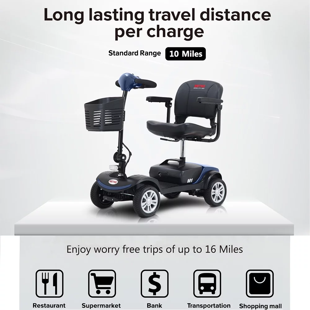 Compact Mobility Scooters for Senior, SEGMART Heavy Duty Electric Scooters with 300W Motor, Motorized Scooter with Detachable Basket, Outdoor Scooter With Anti-Tip wheel, Red, SS130